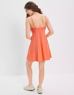 Mini Robe American Eagle AE Knit Ruched Front Orange Femme | MTC-84789451